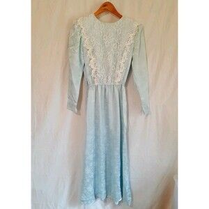 Vintage Jessica McClintock Wedding/Formal Maxi Lace Bodice Prarie Light Blue